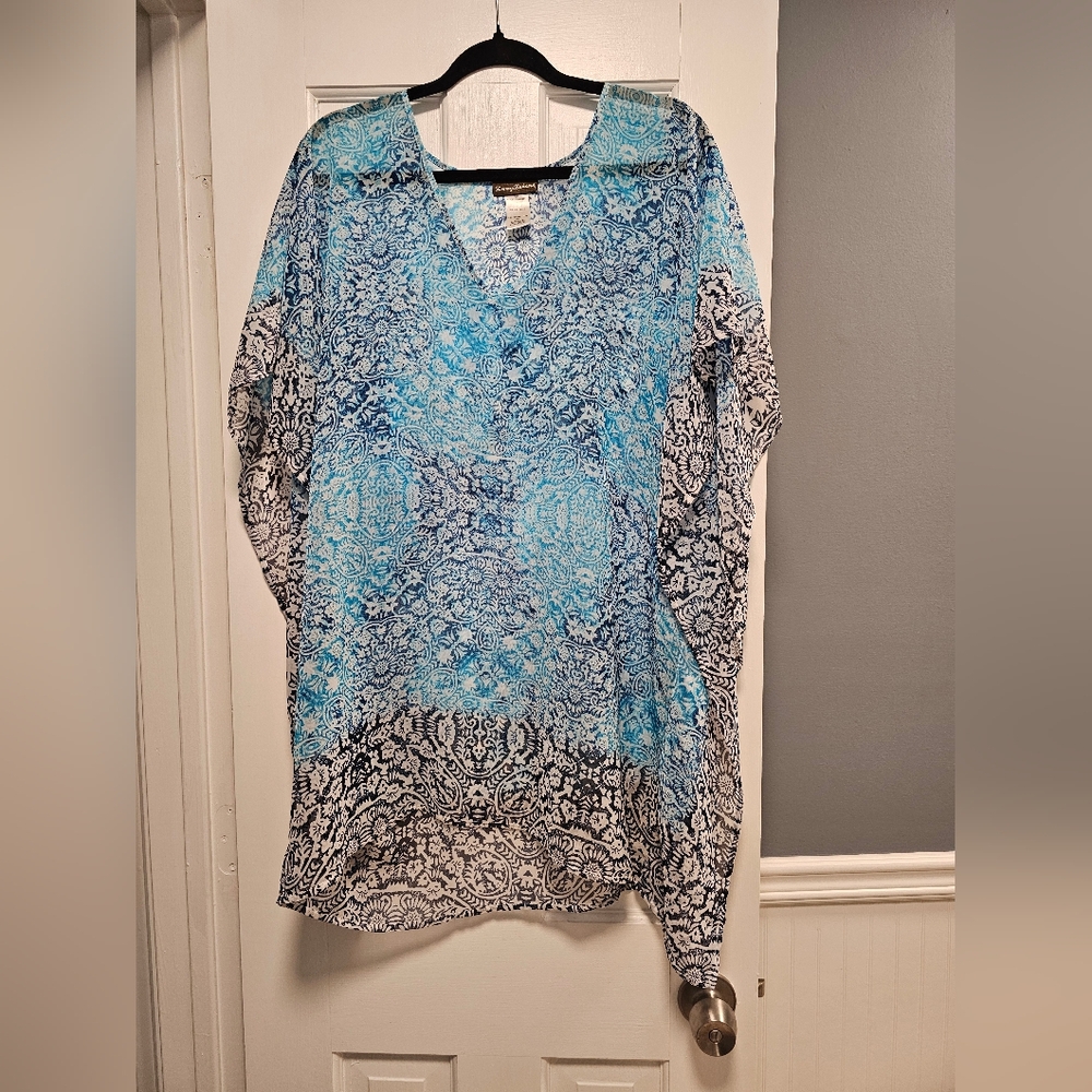 Tommy Bahama Blue and White Swim Coverup